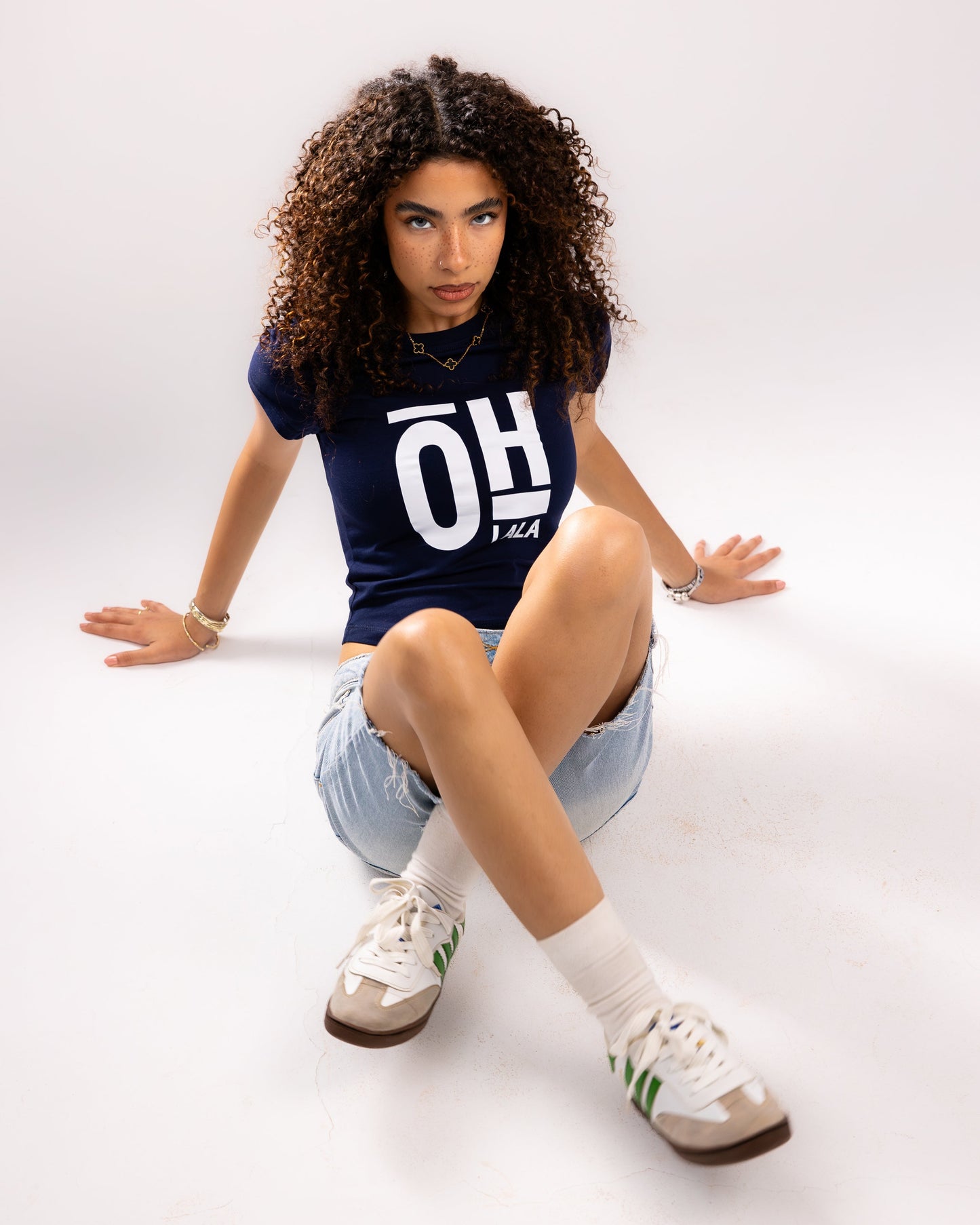 Hot One Cropped T-shirt - Navy