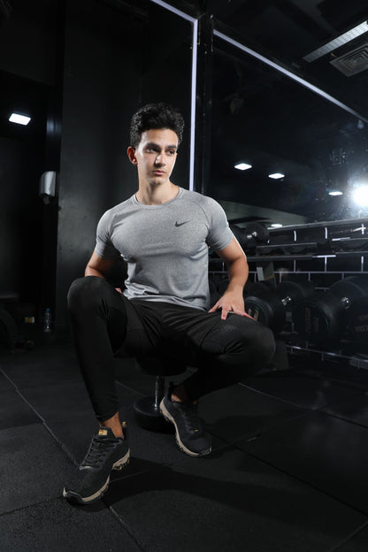 Men's Grey Fitted Gym T-Shirt