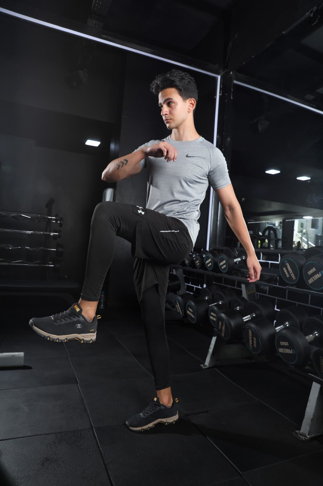 Men's Grey Fitted Gym T-Shirt