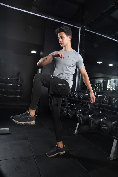 Men's Grey Fitted Gym T-Shirt