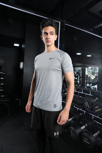 Men's Grey Fitted Gym T-Shirt