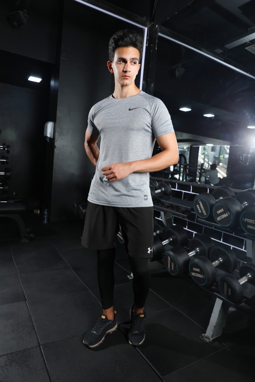 Men's Grey Fitted Gym T-Shirt