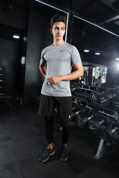 Men's Grey Fitted Gym T-Shirt