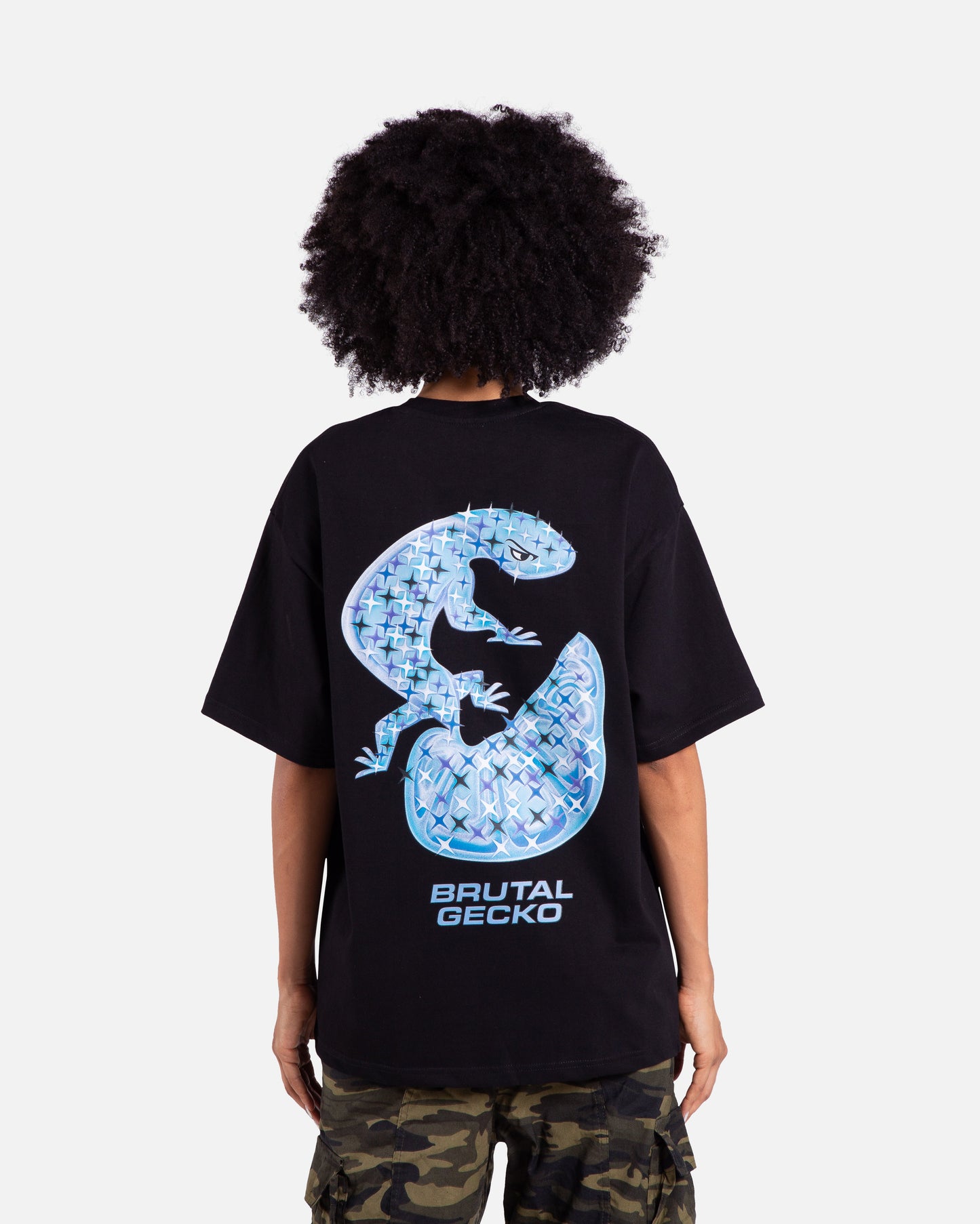 Brutal Gecko Icy Frost Black Graphic T-shirt  For Women