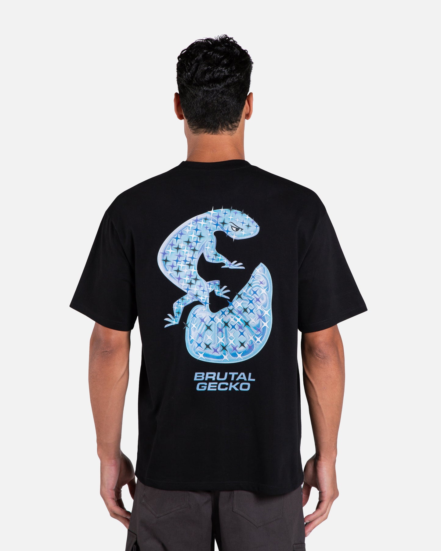 Brutal Gecko Icy Frost Black Graphic T-shirt For Men