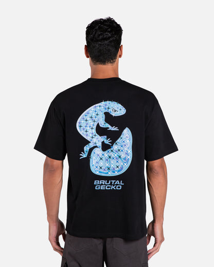 Brutal Gecko Icy Frost Black Graphic T-shirt For Men