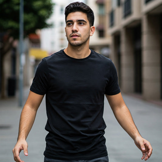 Black Regular Fit Basic Tshirt