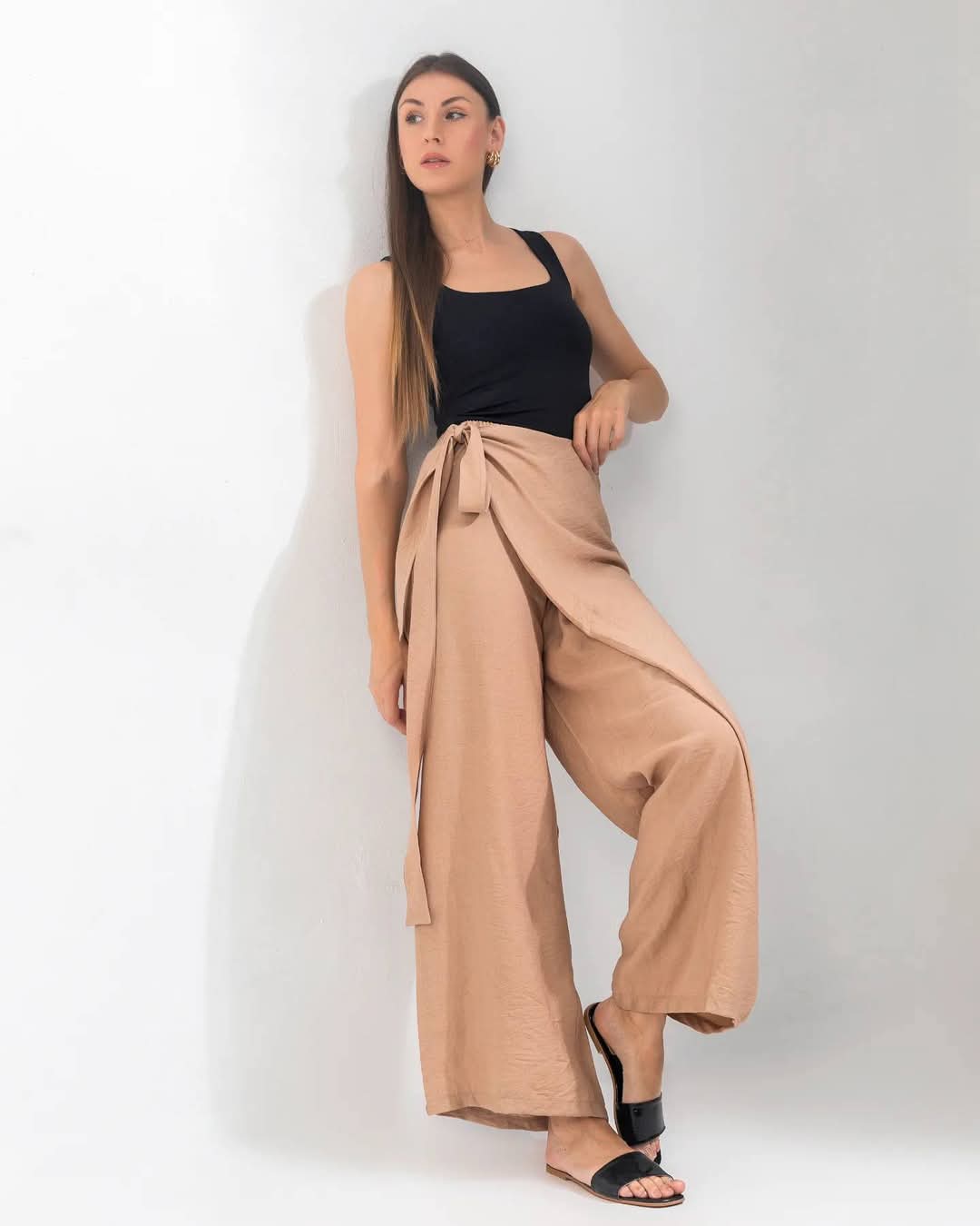 Wrap Tie Wide Leg Pants
