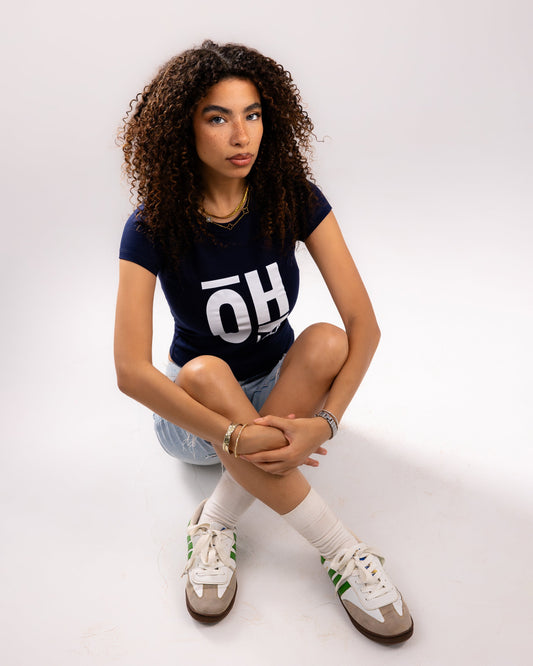 Hot One Cropped T-shirt - Navy