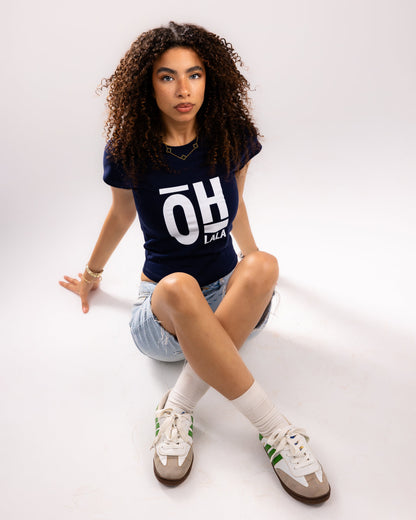 Hot One Cropped T-shirt - Navy