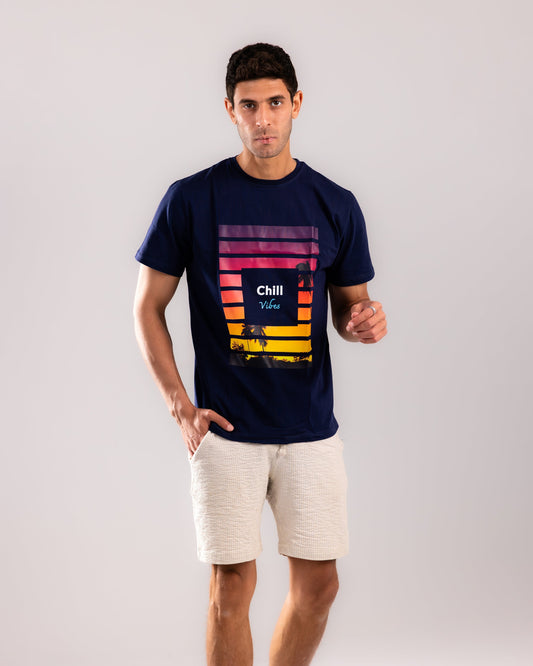 Sunset Stripes T-shirt - Navy