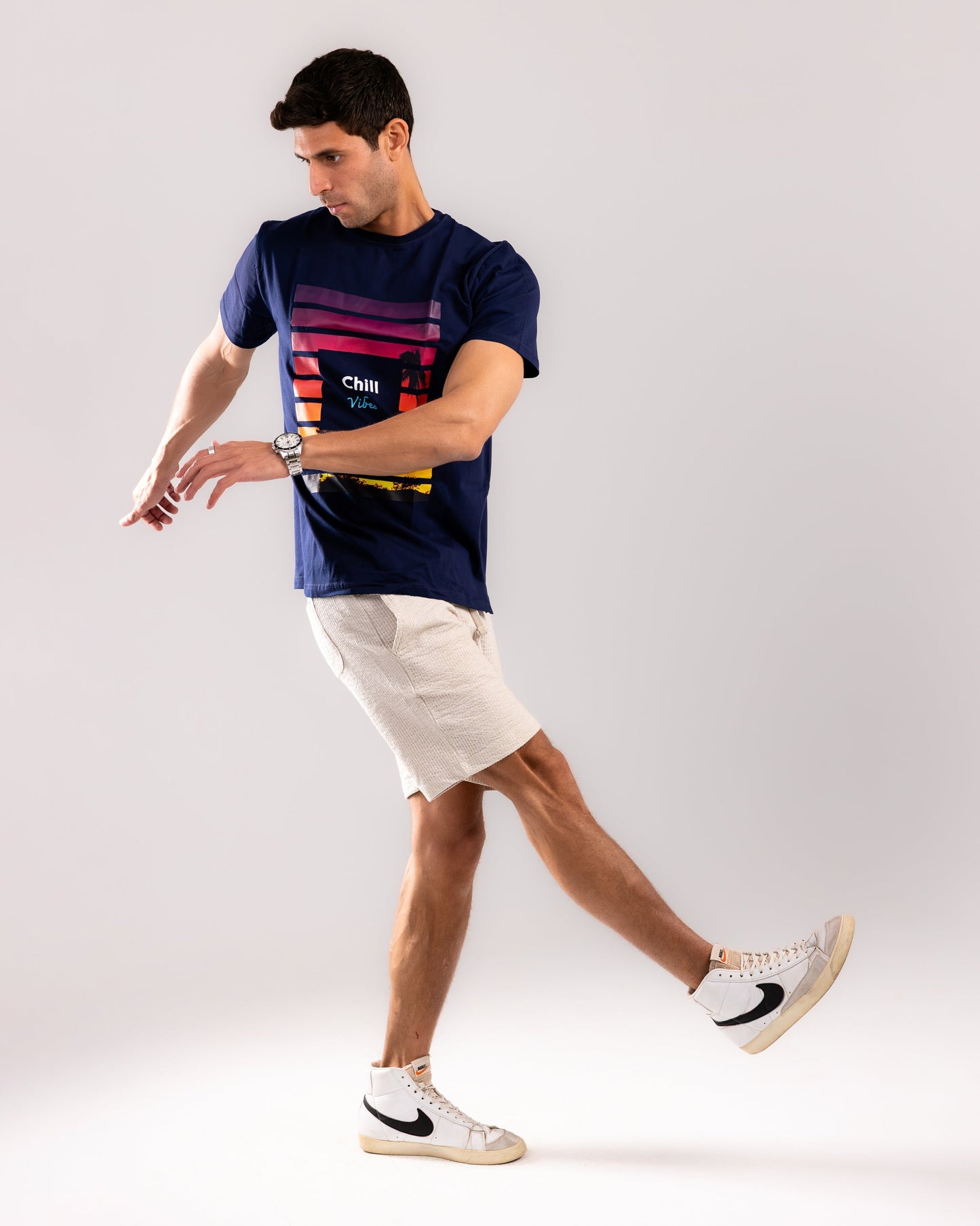 Sunset Stripes T-shirt - Navy