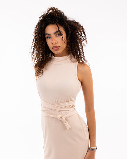 Sleeveless Ribbed Midi Dress