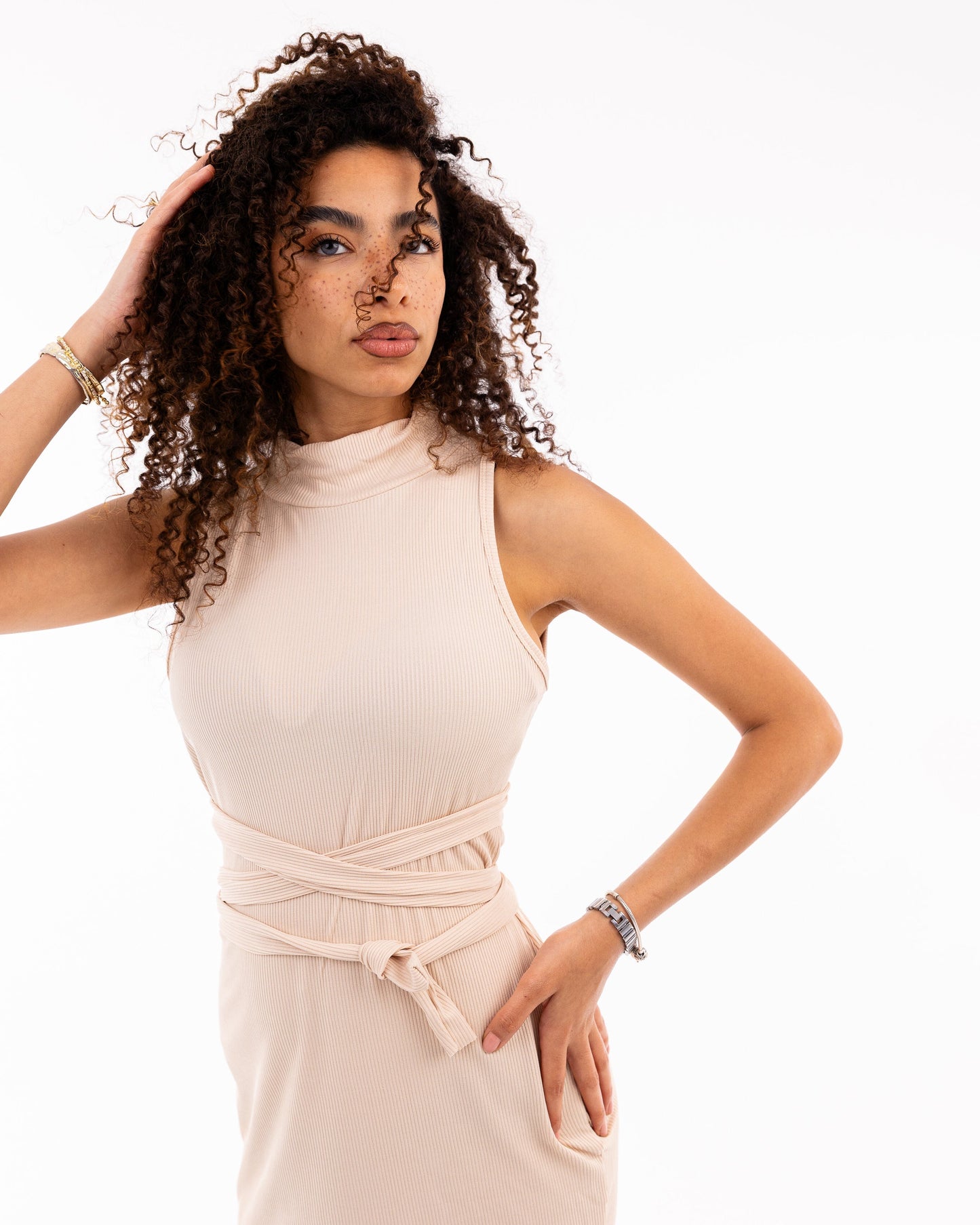 Sleeveless Ribbed Midi Dress