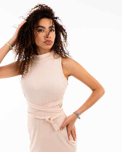 Sleeveless Ribbed Midi Dress