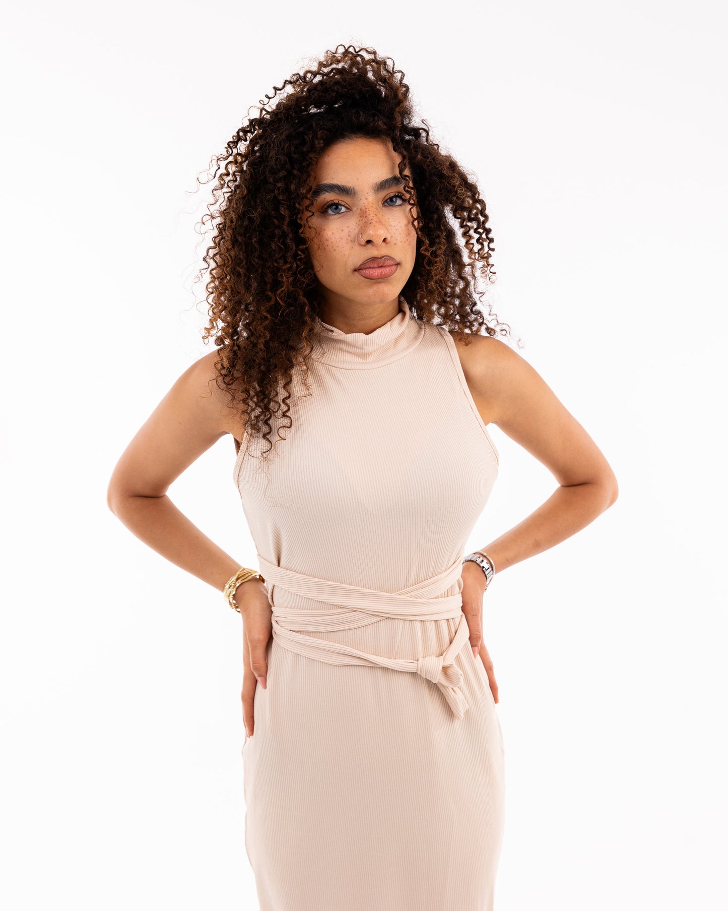 Sleeveless Ribbed Midi Dress