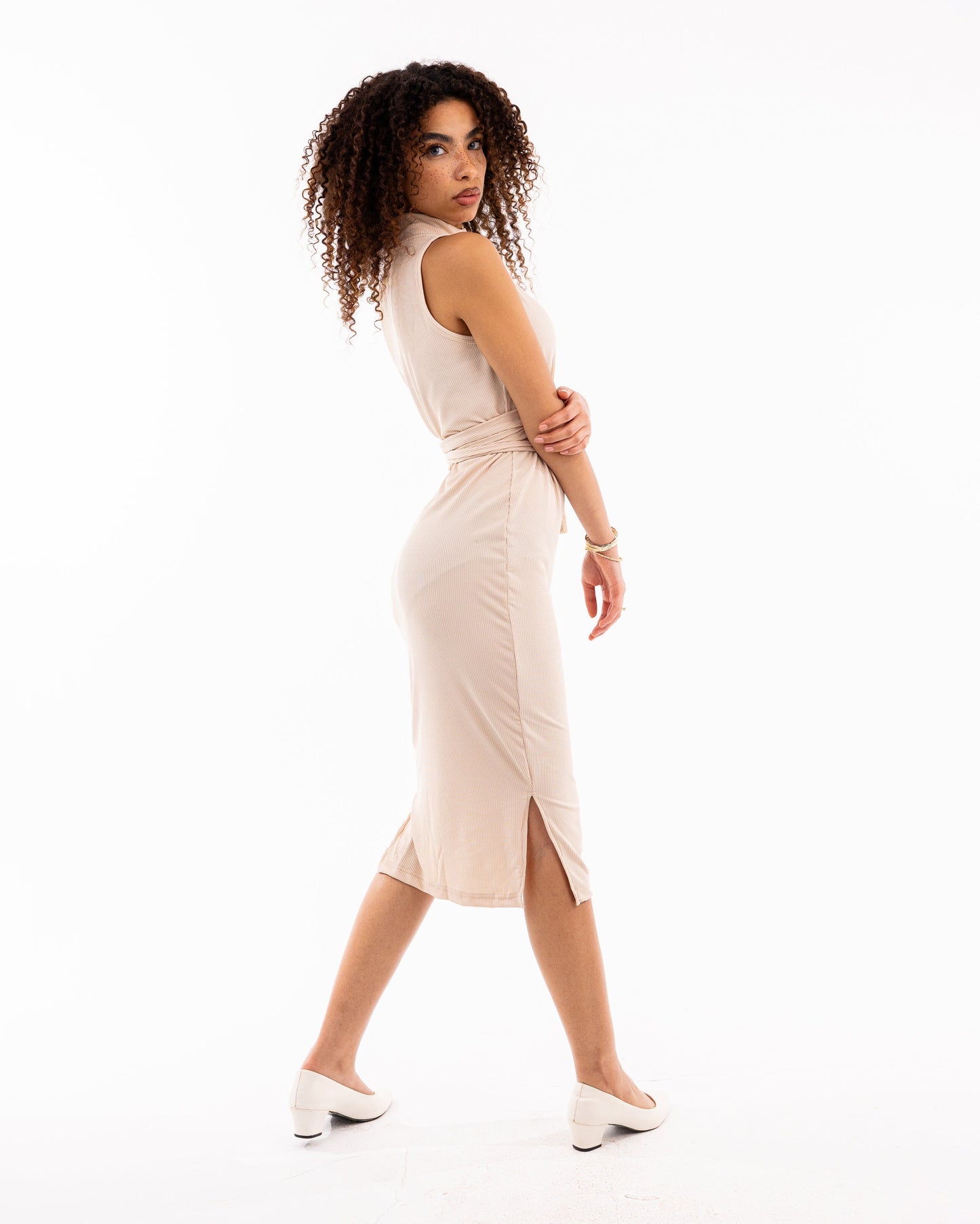 Sleeveless Ribbed Midi Dress