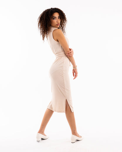 Sleeveless Ribbed Midi Dress