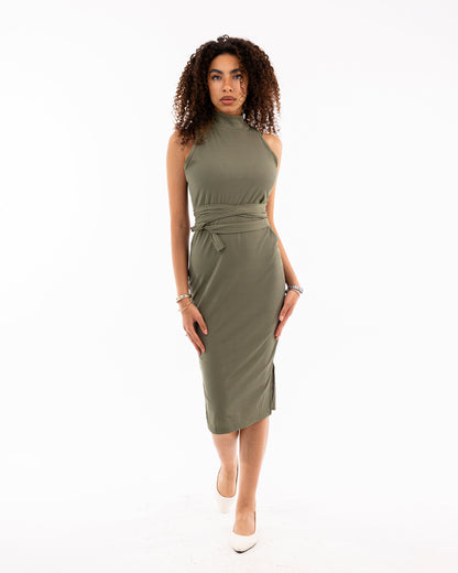 Sleeveless Ribbed Midi Dress