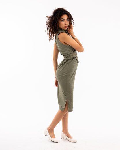 Sleeveless Ribbed Midi Dress