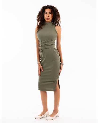 Sleeveless Ribbed Midi Dress