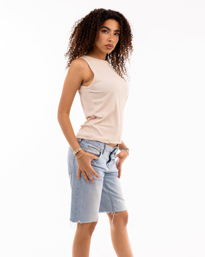 Sleeveless Ribbed Tank Top