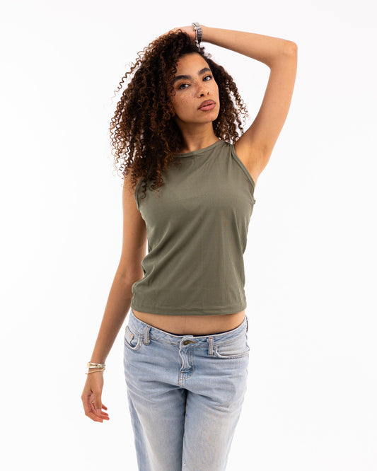 Sleeveless Ribbed Tank Top