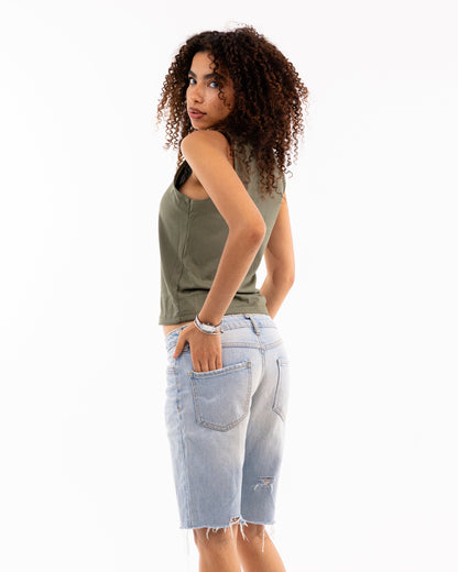 Sleeveless Ribbed Tank Top