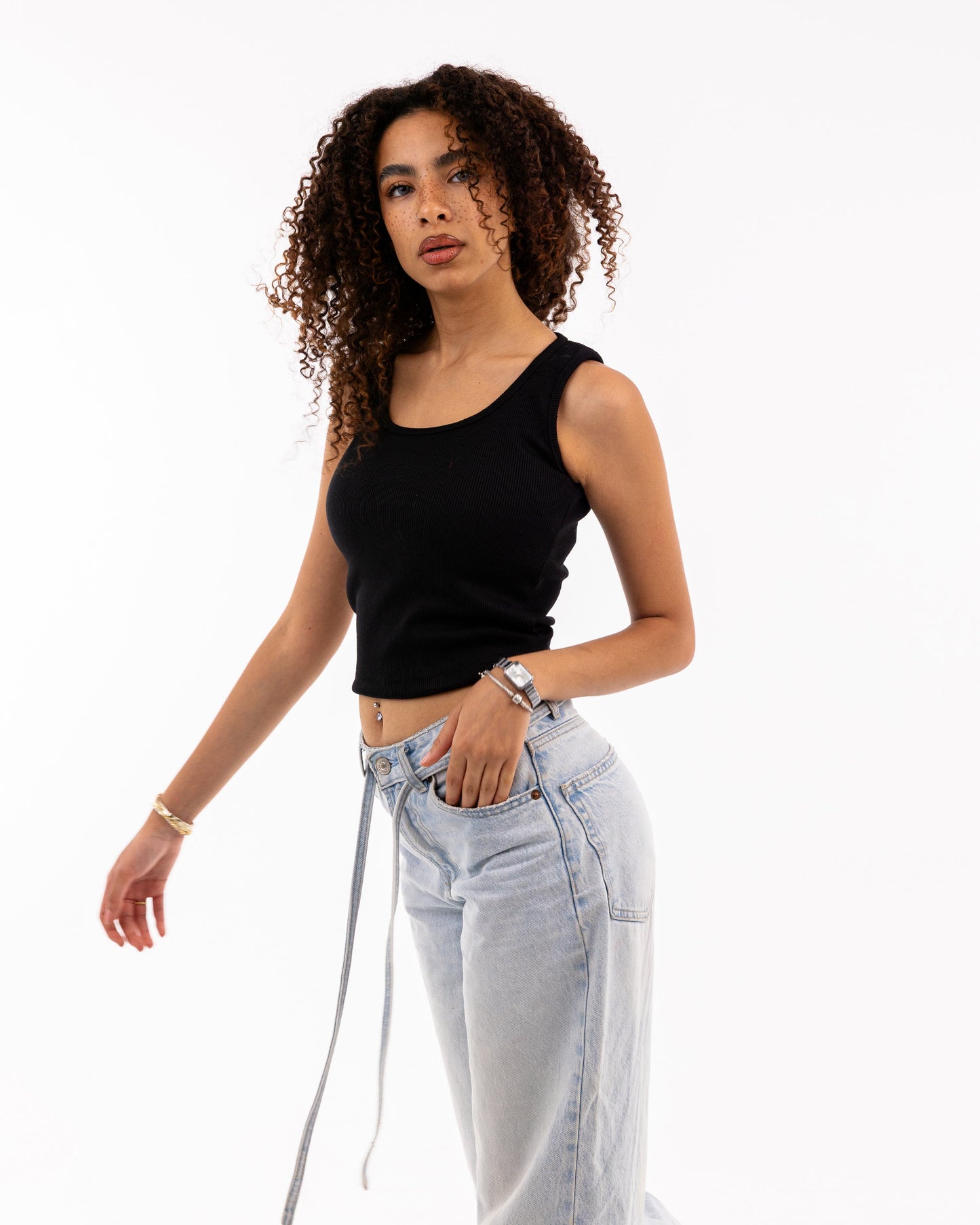 Sleeveless Ribbed Crop Top