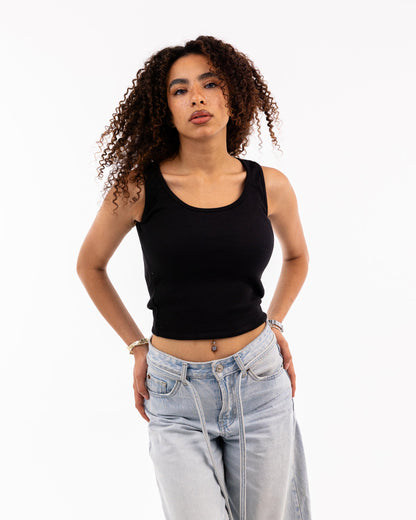 Sleeveless Ribbed Crop Top