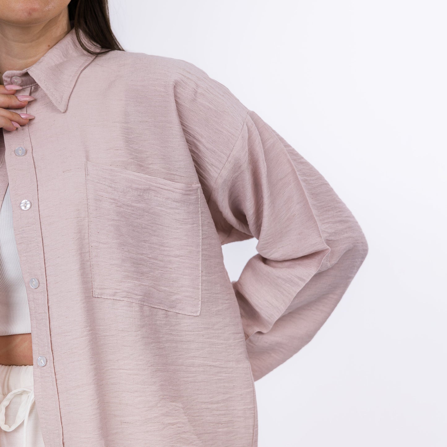 White Cotton Oversized Button-Up Summer Shirt