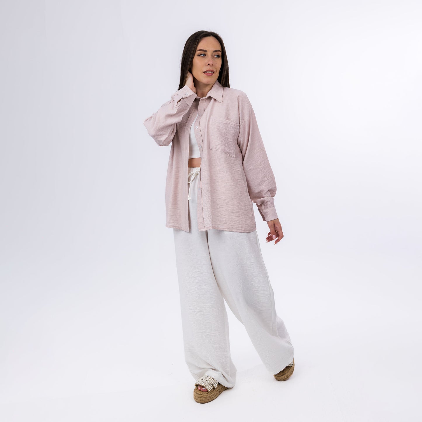 White Cotton Oversized Button-Up Summer Shirt