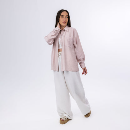 White Cotton Oversized Button-Up Summer Shirt