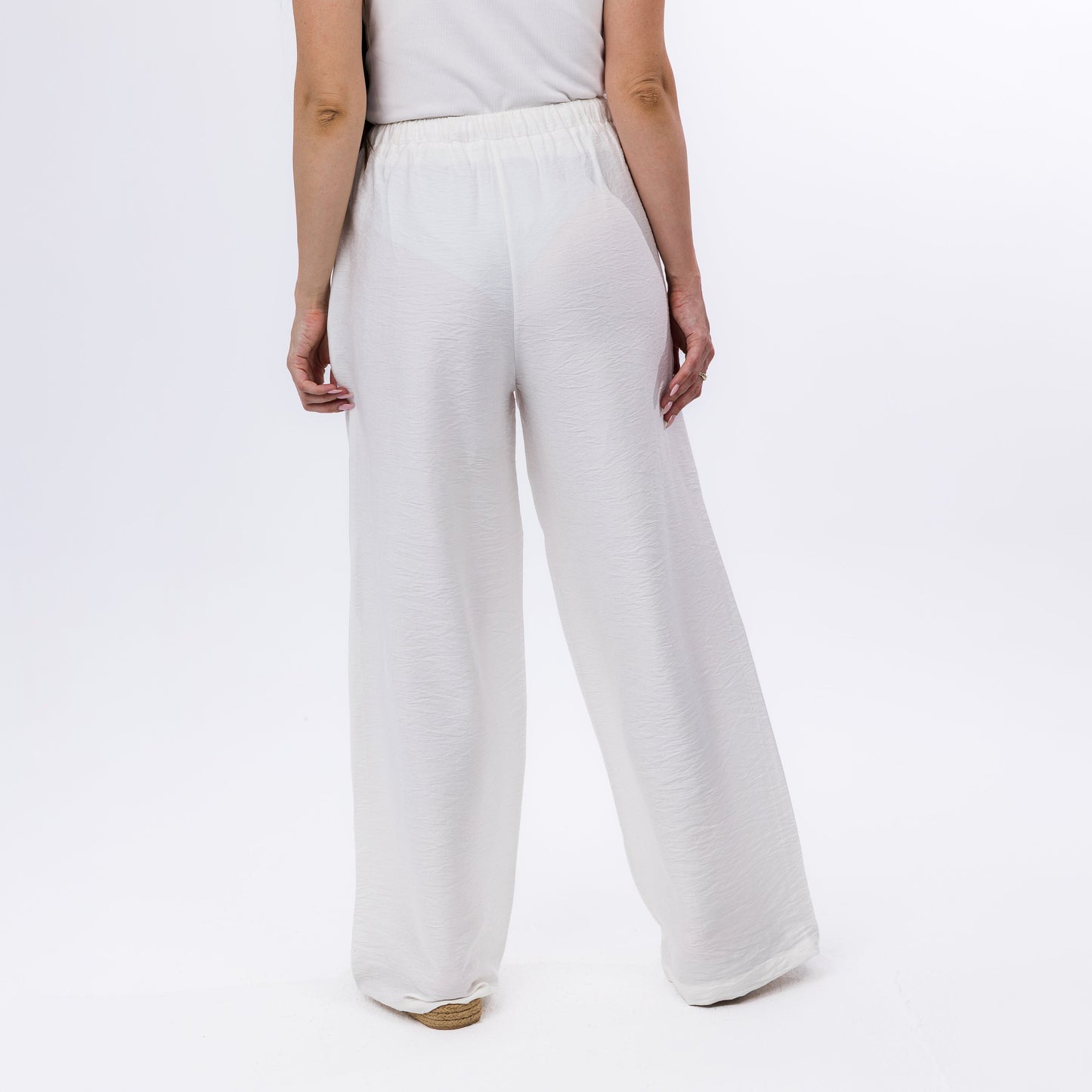 White Soft Flow Wide-Leg High Waist Palazzo Pants