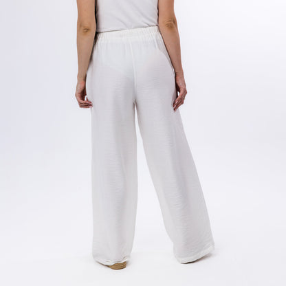 White Soft Flow Wide-Leg High Waist Palazzo Pants