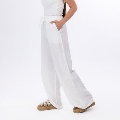 White Soft Flow Wide-Leg High Waist Palazzo Pants