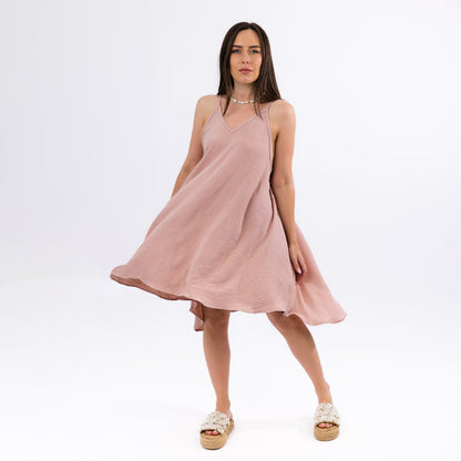 Pink Sleeveless Maxi Flowy Casual Summer Dress