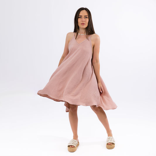 Pink Sleeveless Maxi Flowy Casual Summer Dress