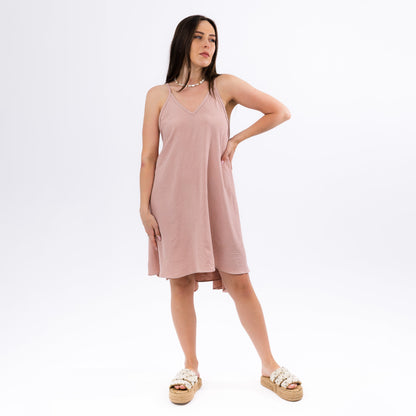 Pink Sleeveless Maxi Flowy Casual Summer Dress