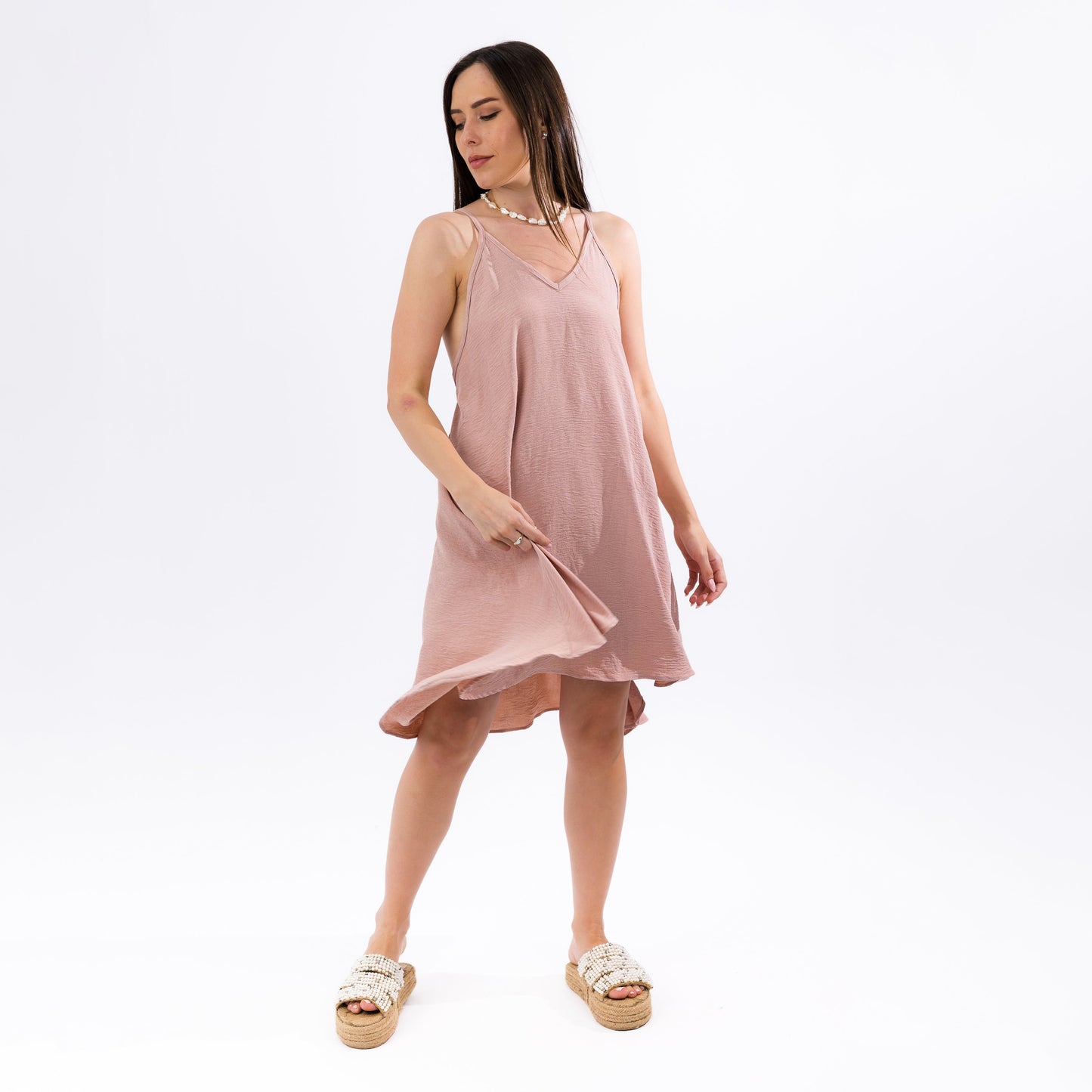 Pink Sleeveless Maxi Flowy Casual Summer Dress