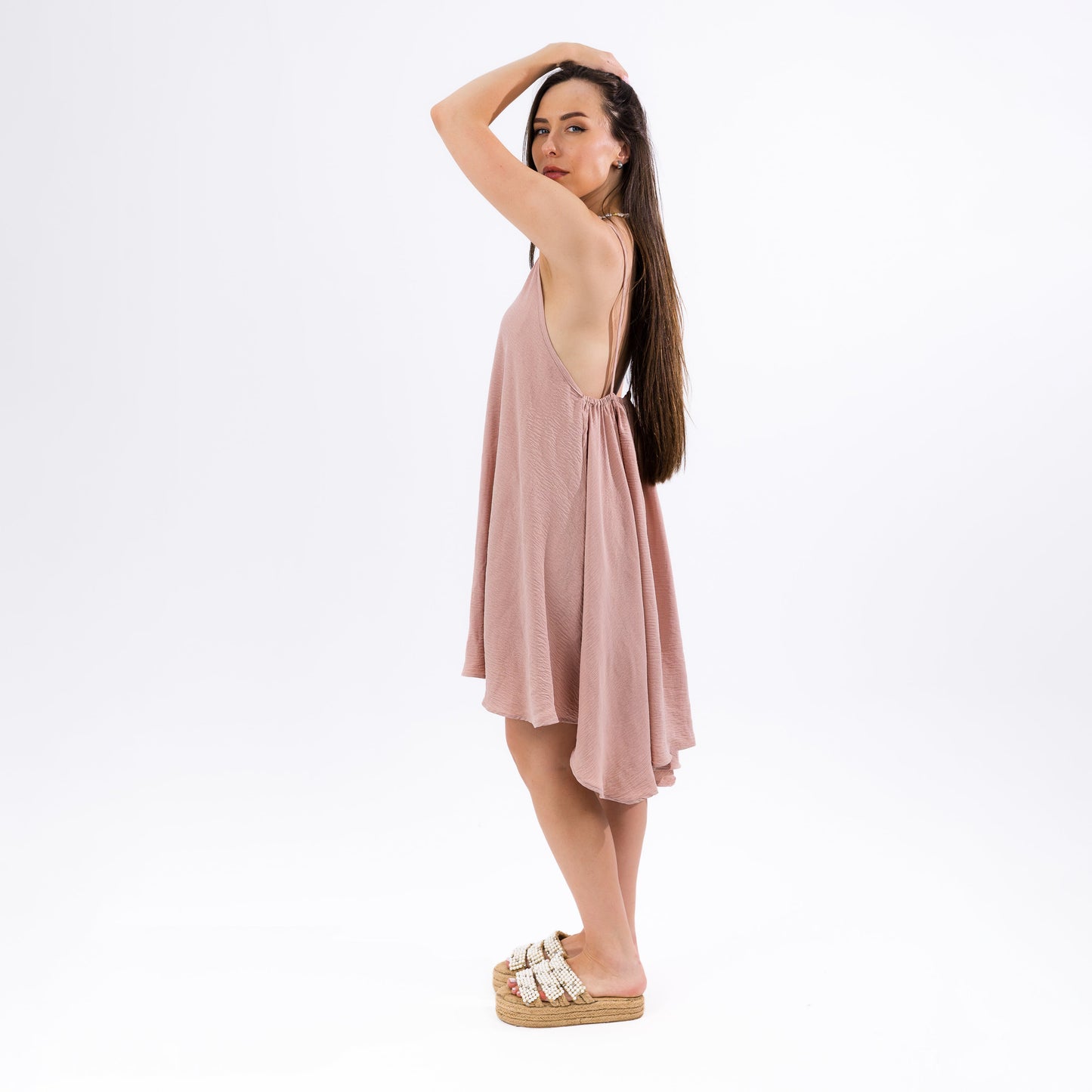 Pink Sleeveless Maxi Flowy Casual Summer Dress