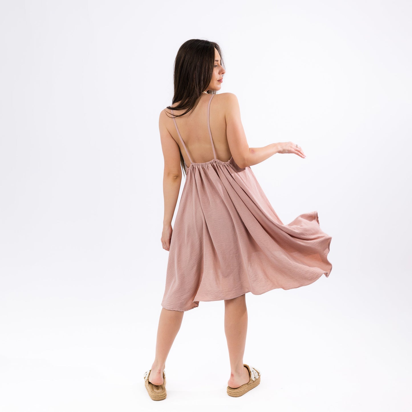Pink Sleeveless Maxi Flowy Casual Summer Dress