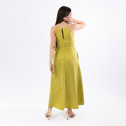 Citrus Green Open Back-Tie Maxi Summer Dress