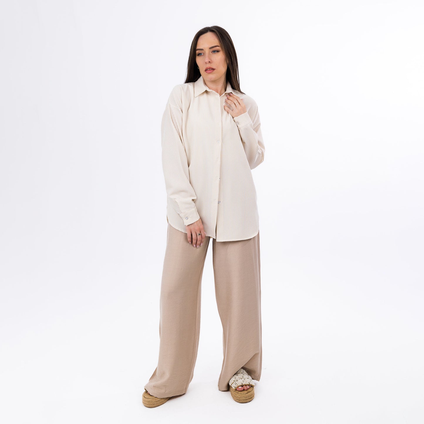 Striped Button-Up Everyday Relaxed Fit Summer Shirt