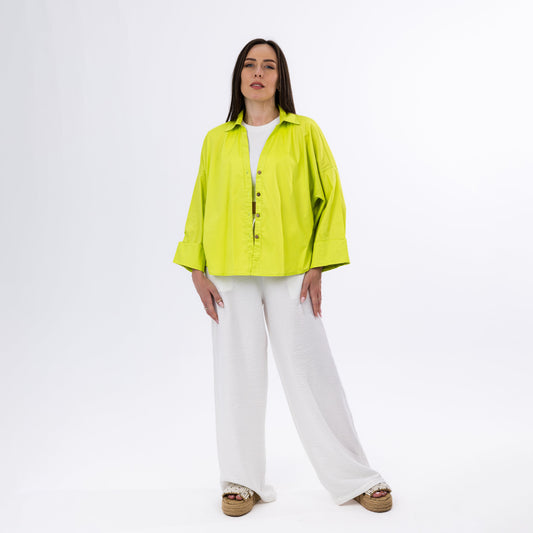 Neon Yellow Oversized Casual Summer Button Shirt