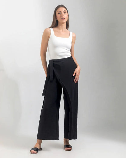 Wrap Tie Wide Leg Pants