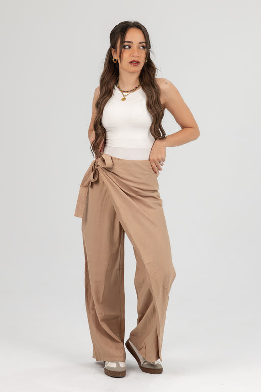 Wrap Tie Wide Leg Pants