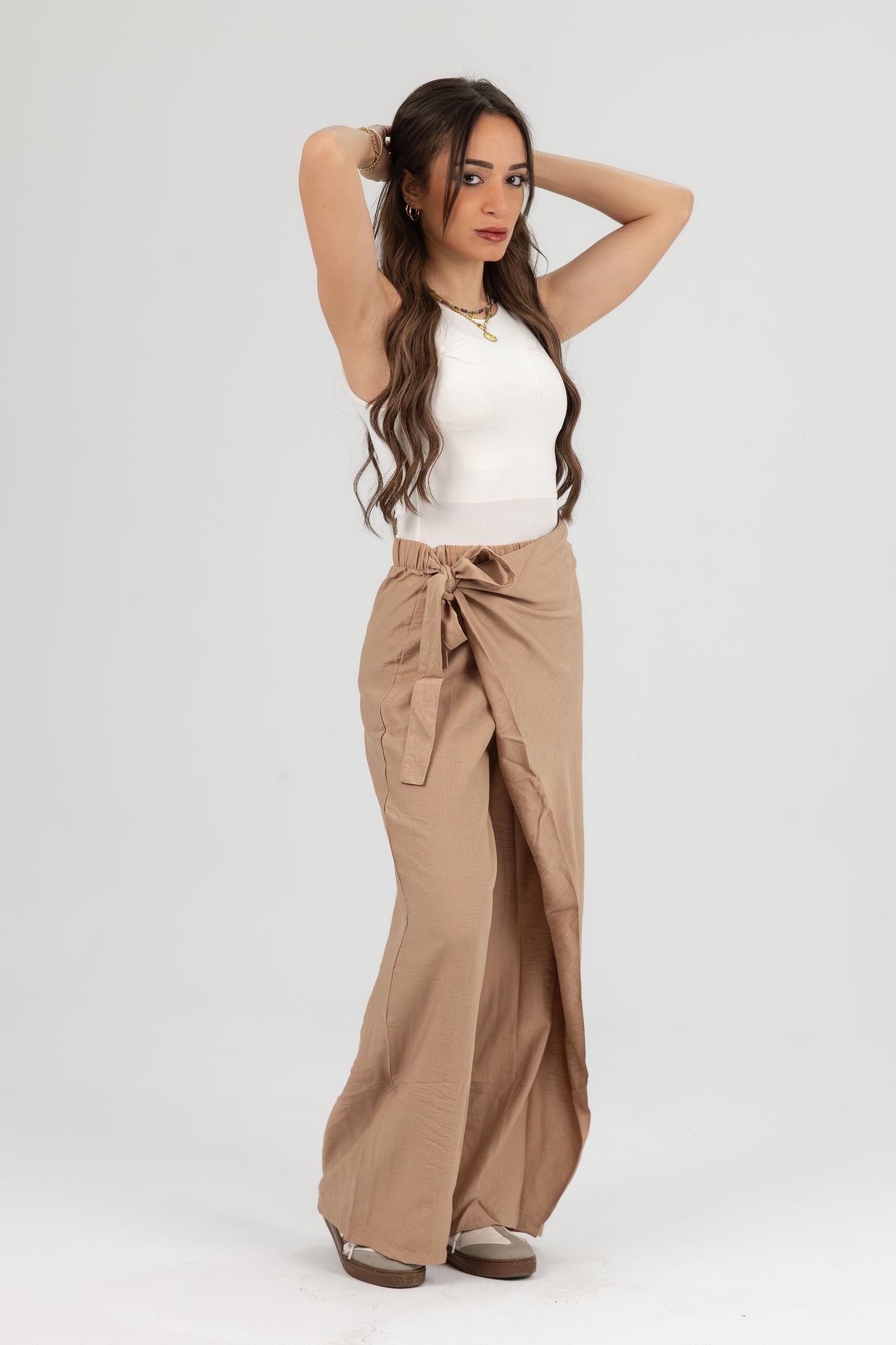 Wrap Tie Wide Leg Pants