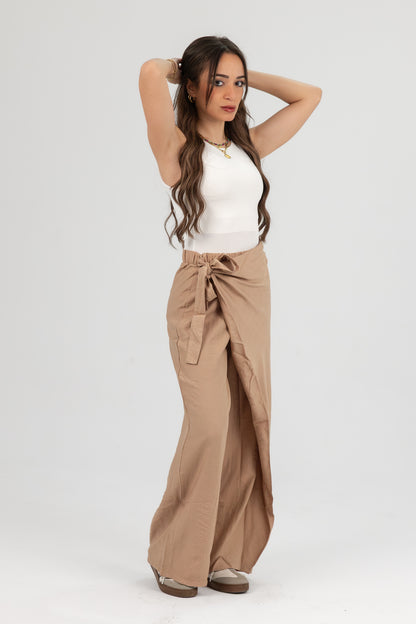 Wrap Tie Wide Leg Pants